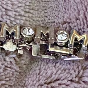 Silver MOM Bracelet with Rhinestones